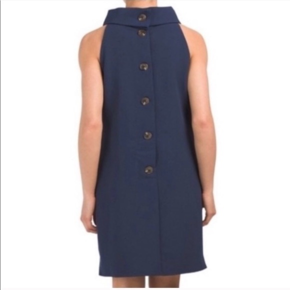 Sail to Sable Navy Cowl Neck Button Back Dress - Picture 4 of 9